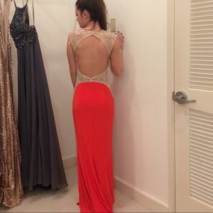 Black tie/prom dress! Orange, sequin detail, open back